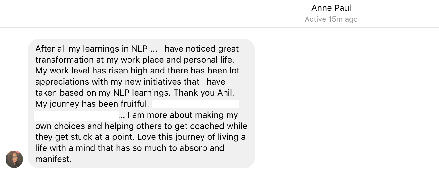 icf nlp pune mumbai anil dagia testimonial annepaul vemagiri